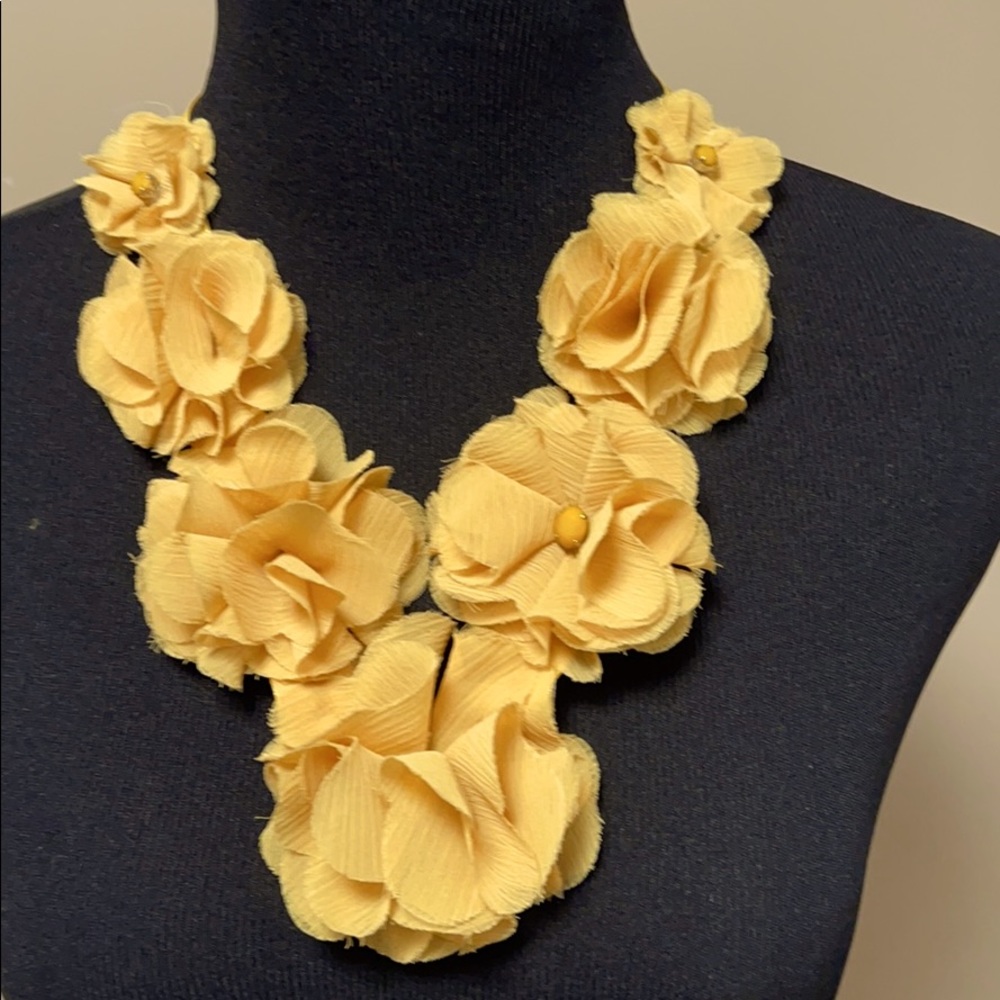 Yellow Chiffon Fabric Flower Necklace